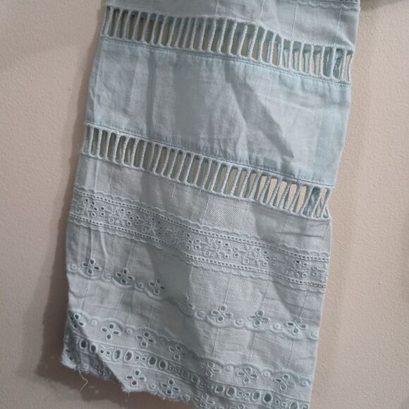 Kimchi blue eyelet baby blue Cropped Broderie Blouse size L. NWT - Picture 10 of 11